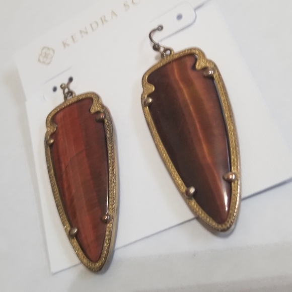 Rare Kendra Scott Tigers Eye Skylar Earrings - Picture 4 of 6